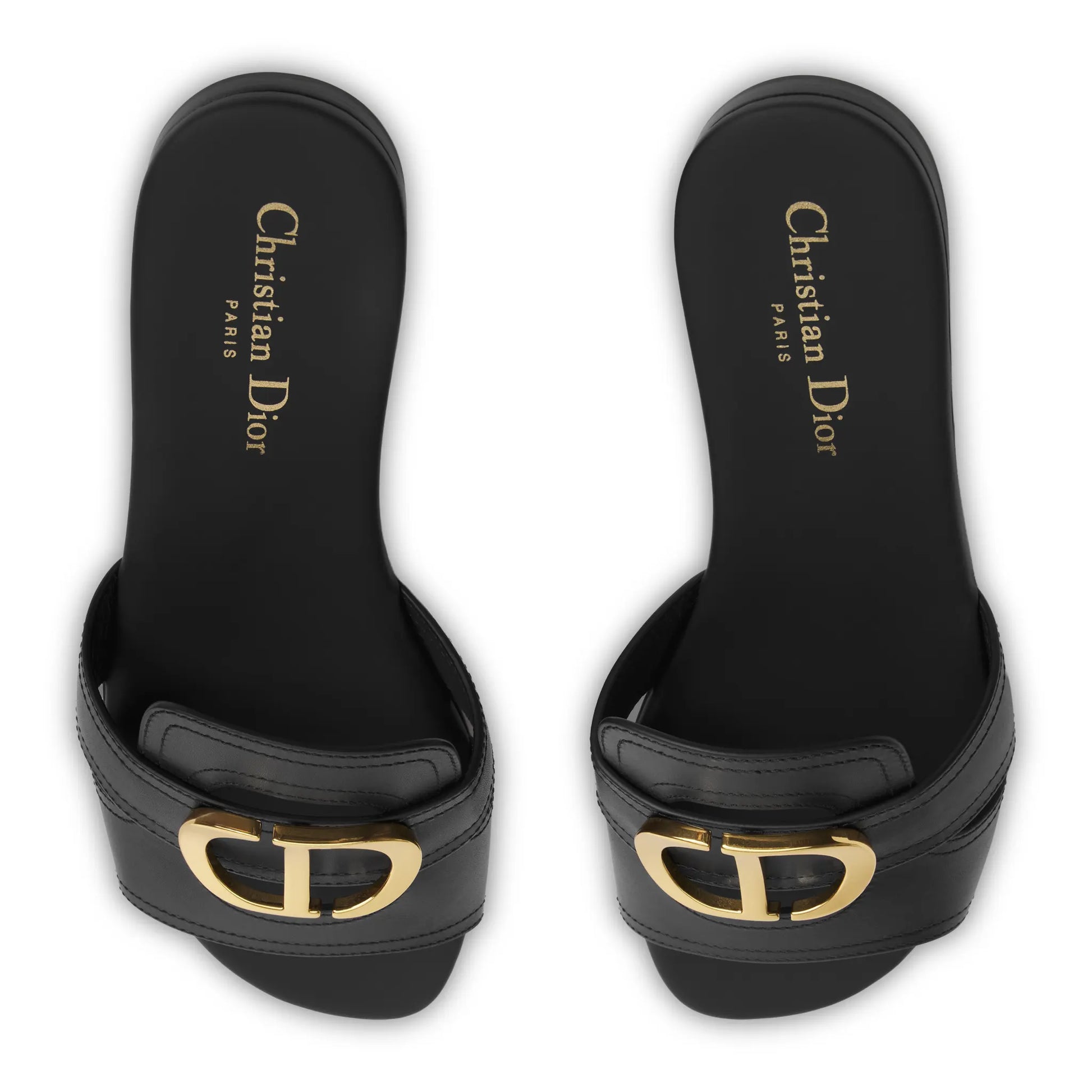 Dior 30 Montaigne Calfskin Black Slides
