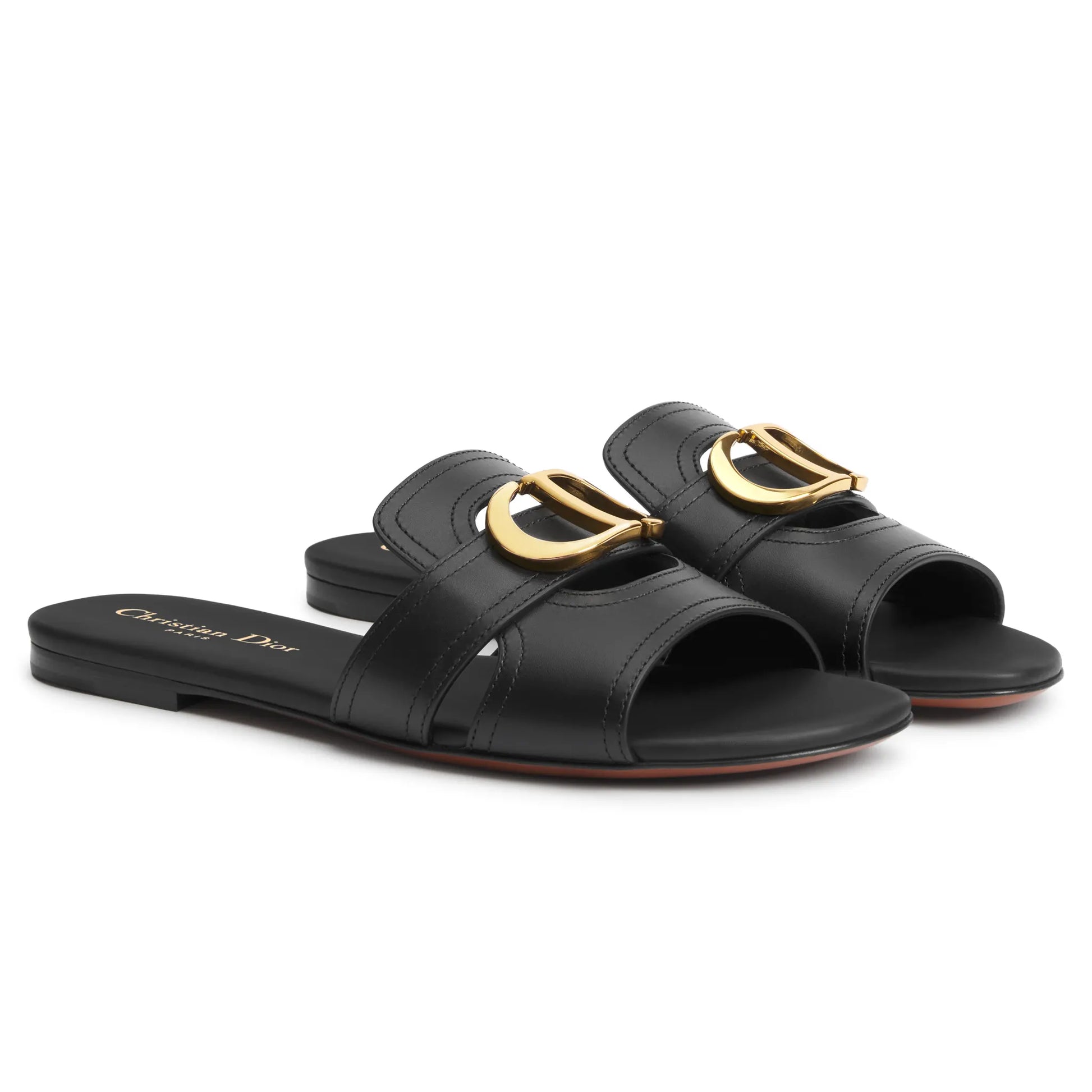 Dior 30 Montaigne Calfskin Black Slides