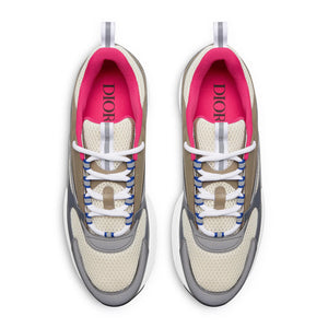 Dior B22 Beige Deep Grey Brown Calfskin Trainer
