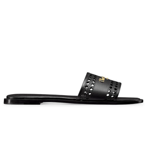 Dior D-Lane Openwork Microcannage Motif Calfskin Black Slides