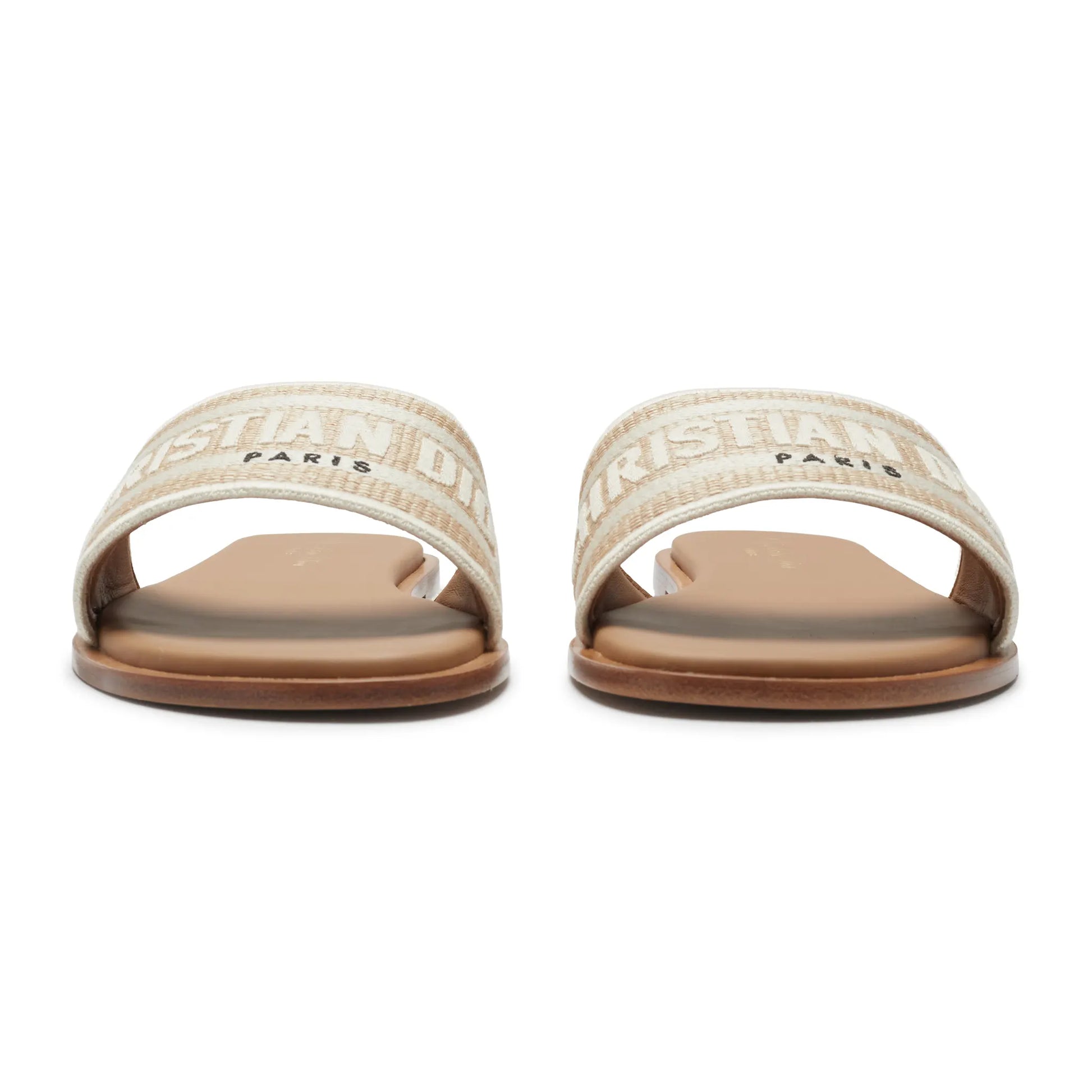 Dior Dway Embroidered Cotton Beige Slides