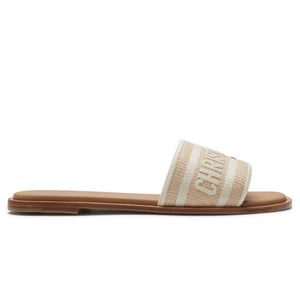 Dior Dway Embroidered Cotton Beige Slides