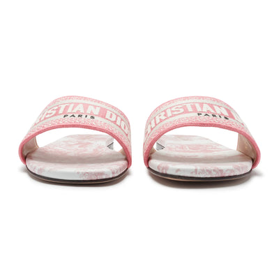 Dior Dway Embroidered Cotton Candy Pink Slides