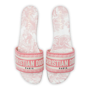 Dior Dway Embroidered Cotton Candy Pink Slides