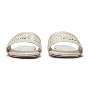 Dior Dway Embroidered Cotton Gold White Slides