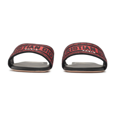 Dior Dway Embroidered Cotton Red Black Slides