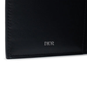 Dior Christian Dior Leather Navy Blue Bifold Passport Card Wallet