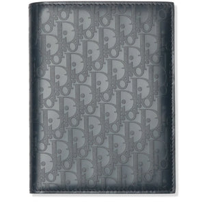 Dior Christian Dior Leather Navy Blue Bifold Passport Card Wallet