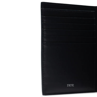 Dior Christian Dior Leather Navy Blue Bifold Passport Card Wallet