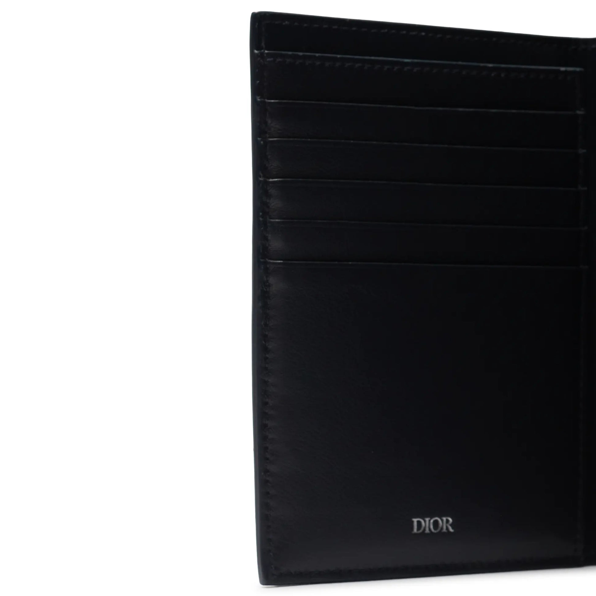 Dior Christian Dior Leather Navy Blue Bifold Passport Card Wallet