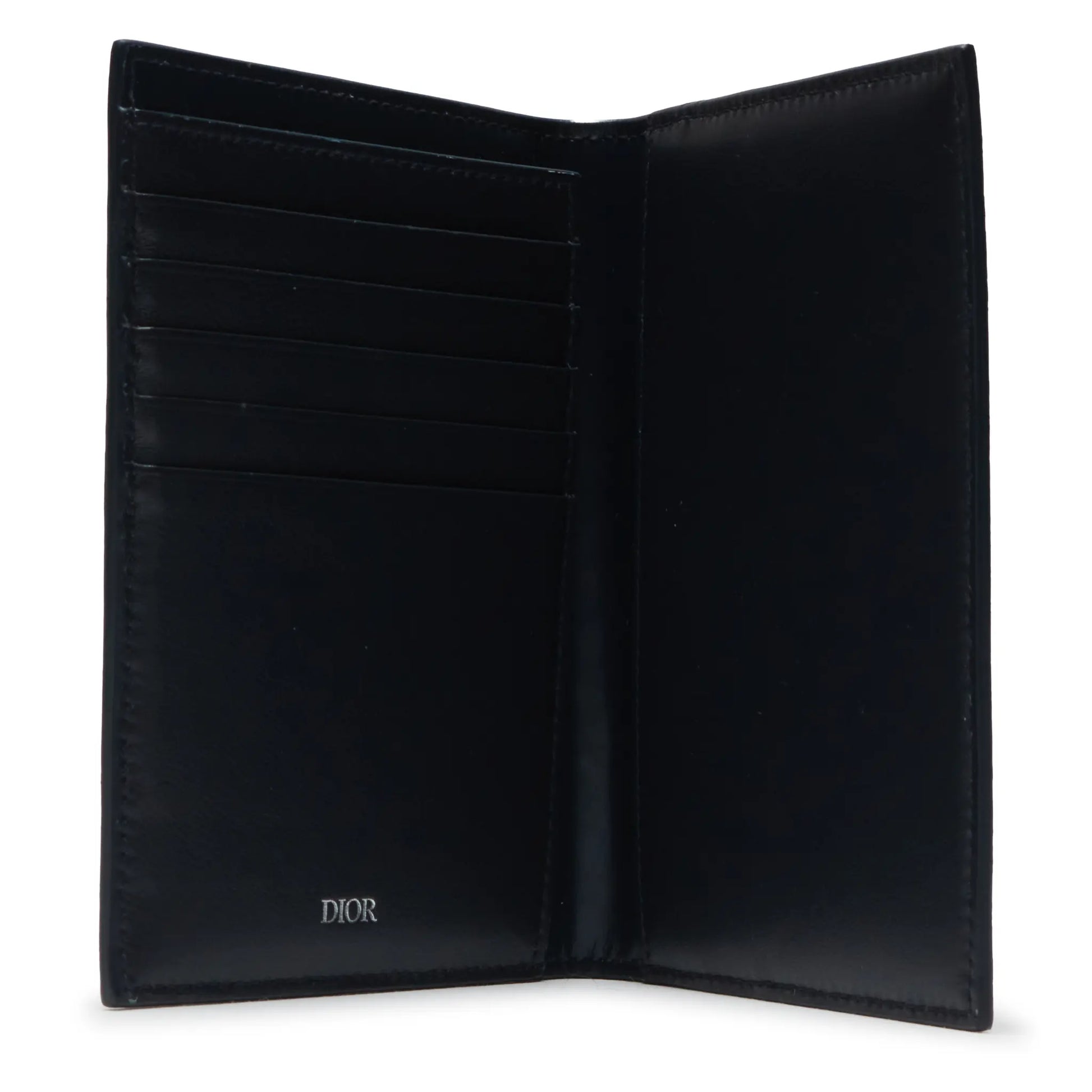 Dior Christian Dior Leather Navy Blue Bifold Passport Card Wallet