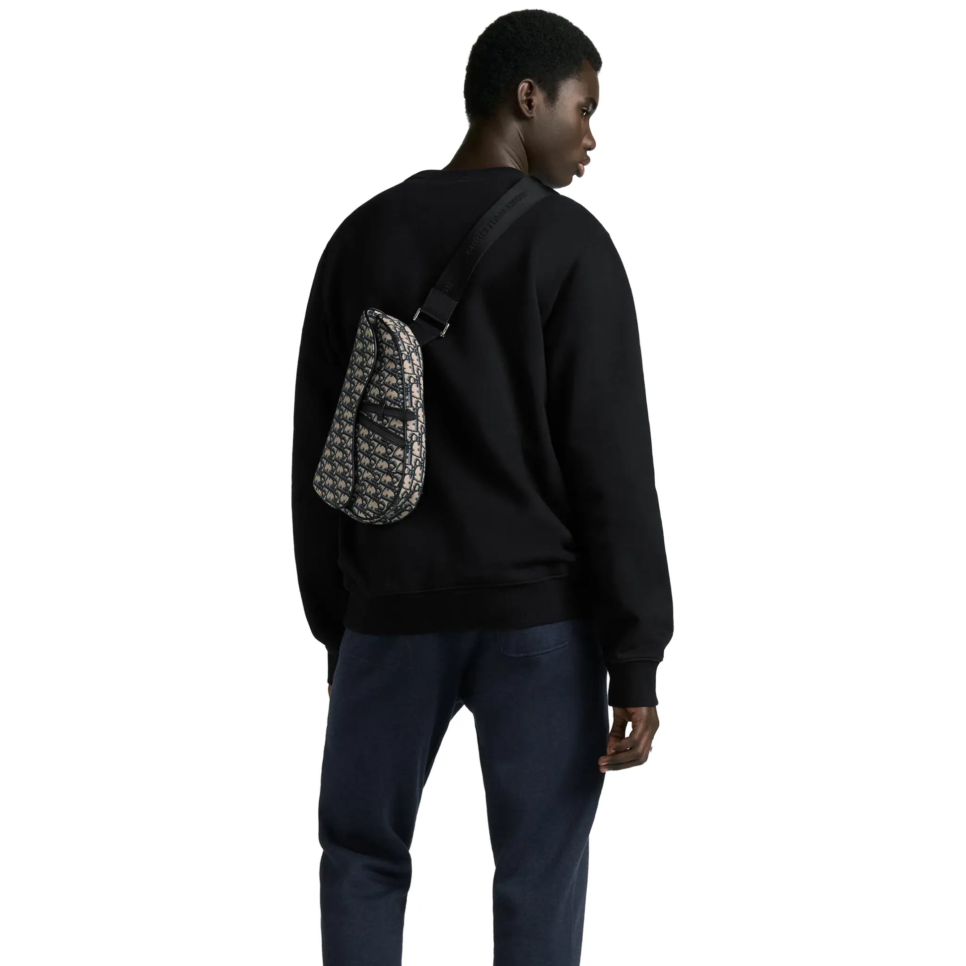 Dior Oblique Jacquard Beige and Black Saddle Bag