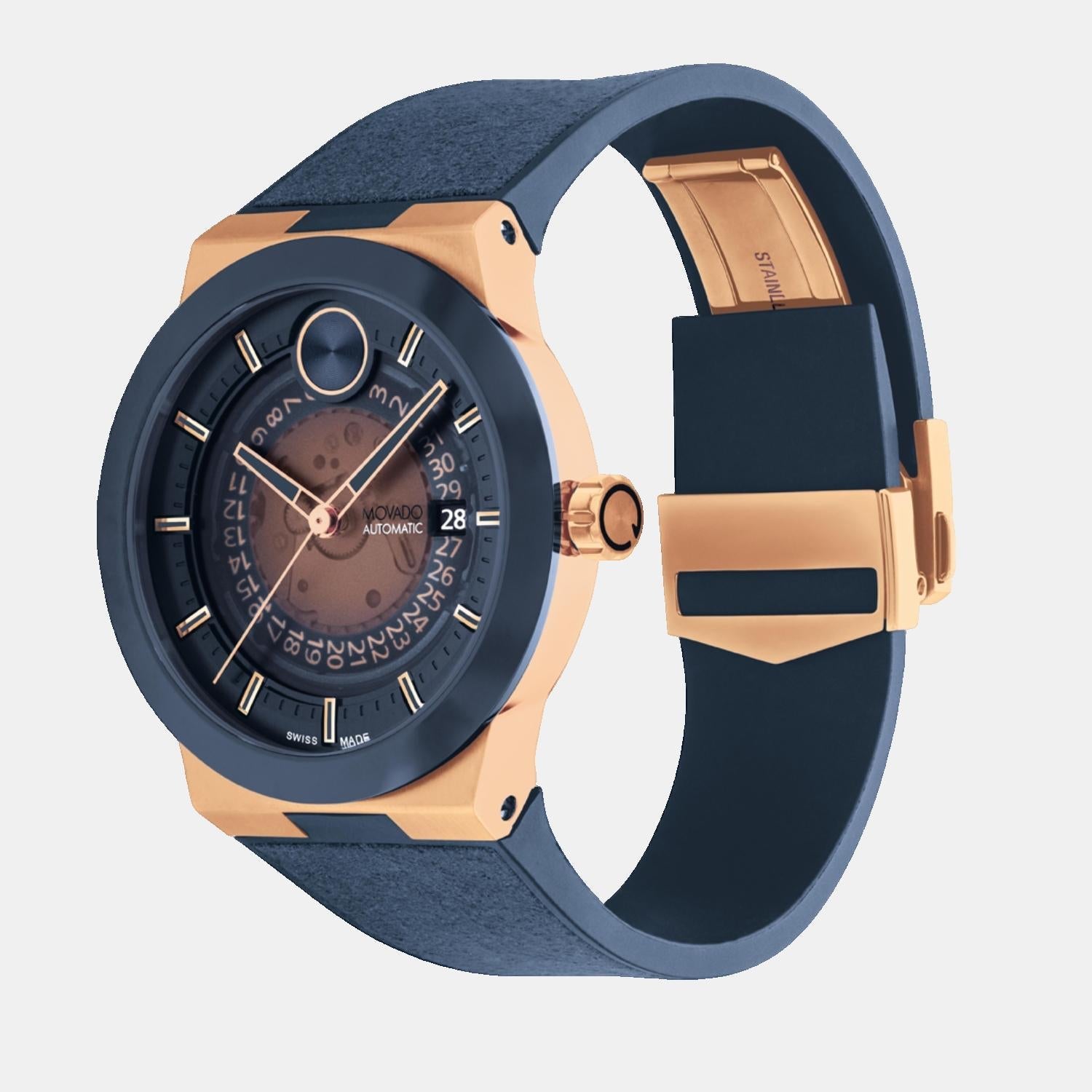 Bold Men Automatic Transparent Dial Analog Leather Watch 3601194