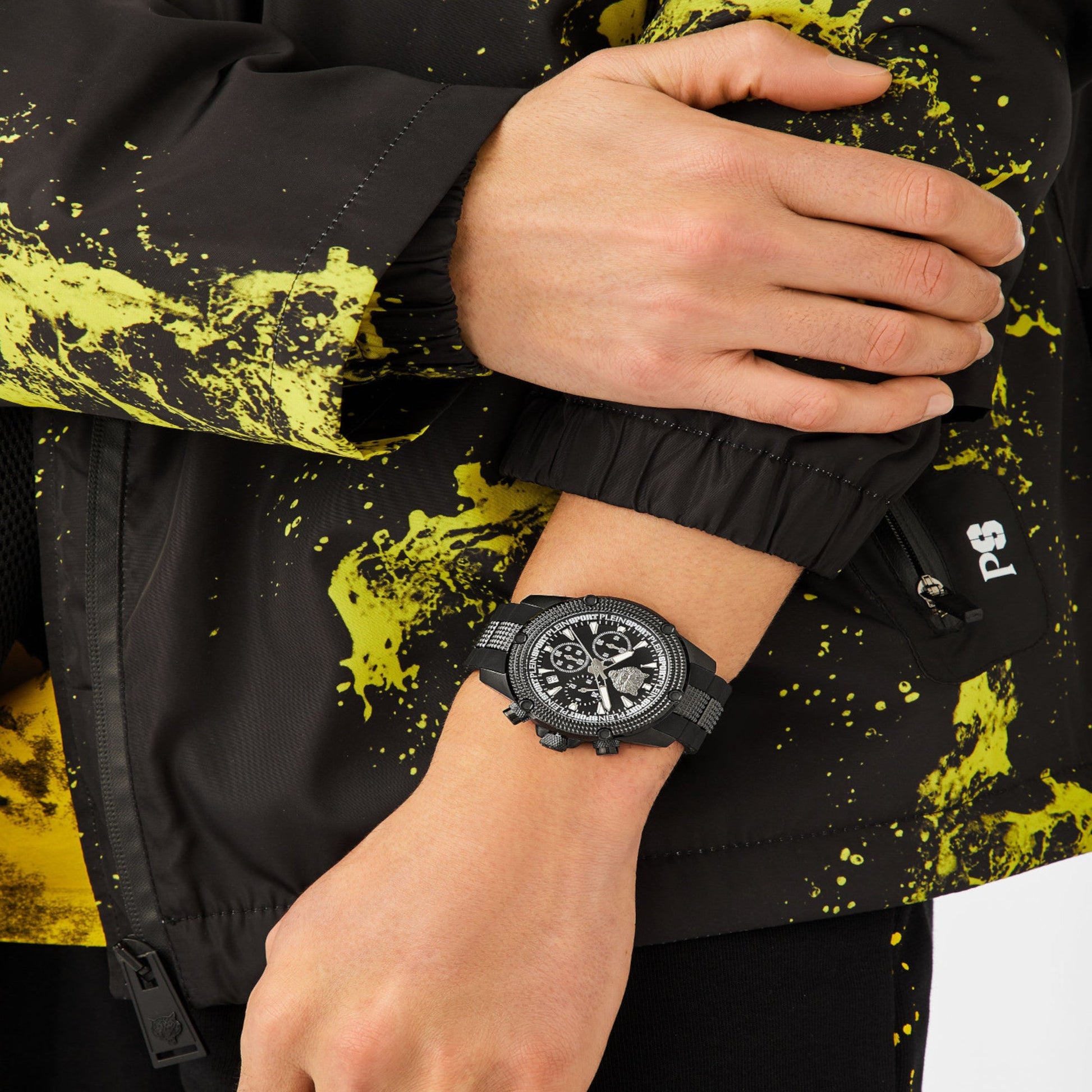 Hurricane Men Quartz Black Dial Chronograph Silicone Watch PSDBA1223