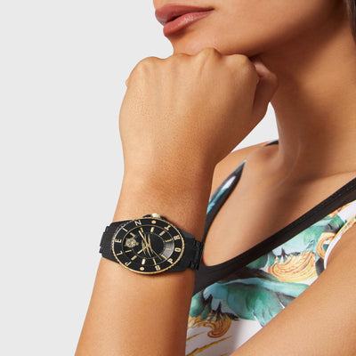 Glam Women Quartz Black Dial Analog Stainless Steel Watch PSKBA1023