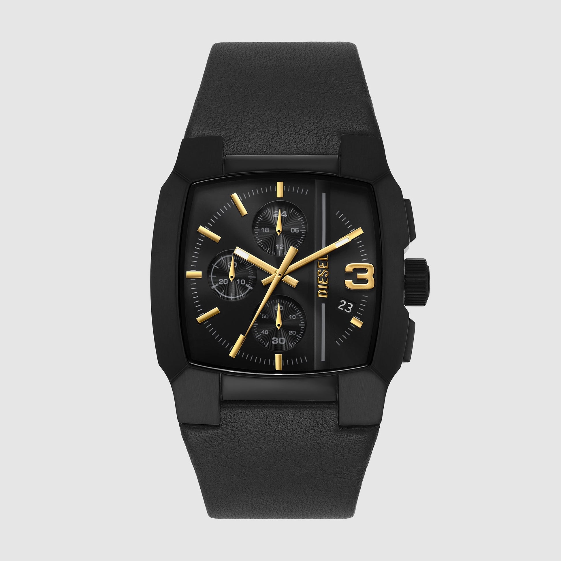 Cliffhanger Men Quartz Black Dial Chronograph Leather Watch DZ4645