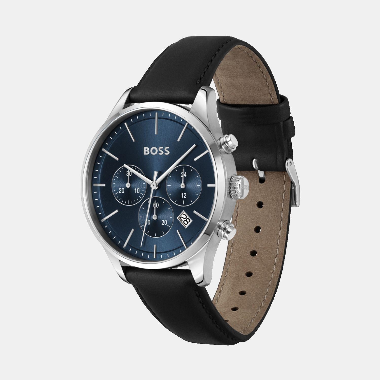 Avery Men Quartz Blue Dial Chronograph Leather Watch 1514156