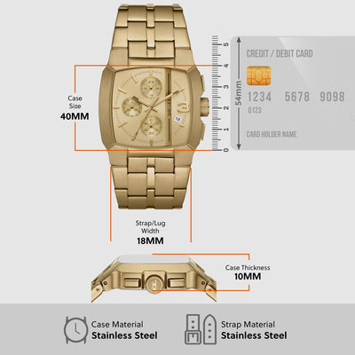 Cliffhanger Men Quartz Gold Dial Chronograph Stainless Steel Watch DZ4639