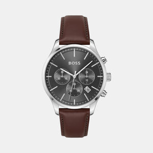 Avery Men Quartz Grey Dial Chronograph Leather Watch 1514155