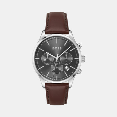 Avery Men Quartz Grey Dial Chronograph Leather Watch 1514155
