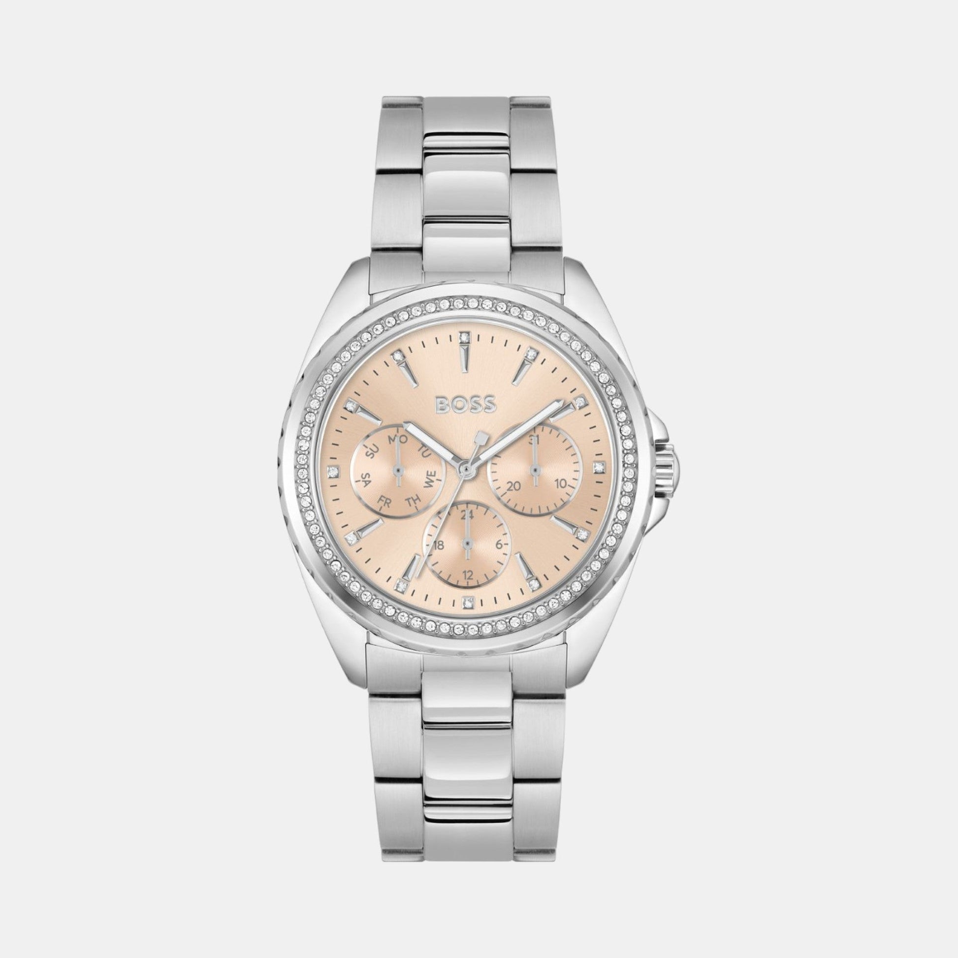 Atea Women Quartz Carnation Gold Dial Multi-Function Stainless Steel Watch 1502732