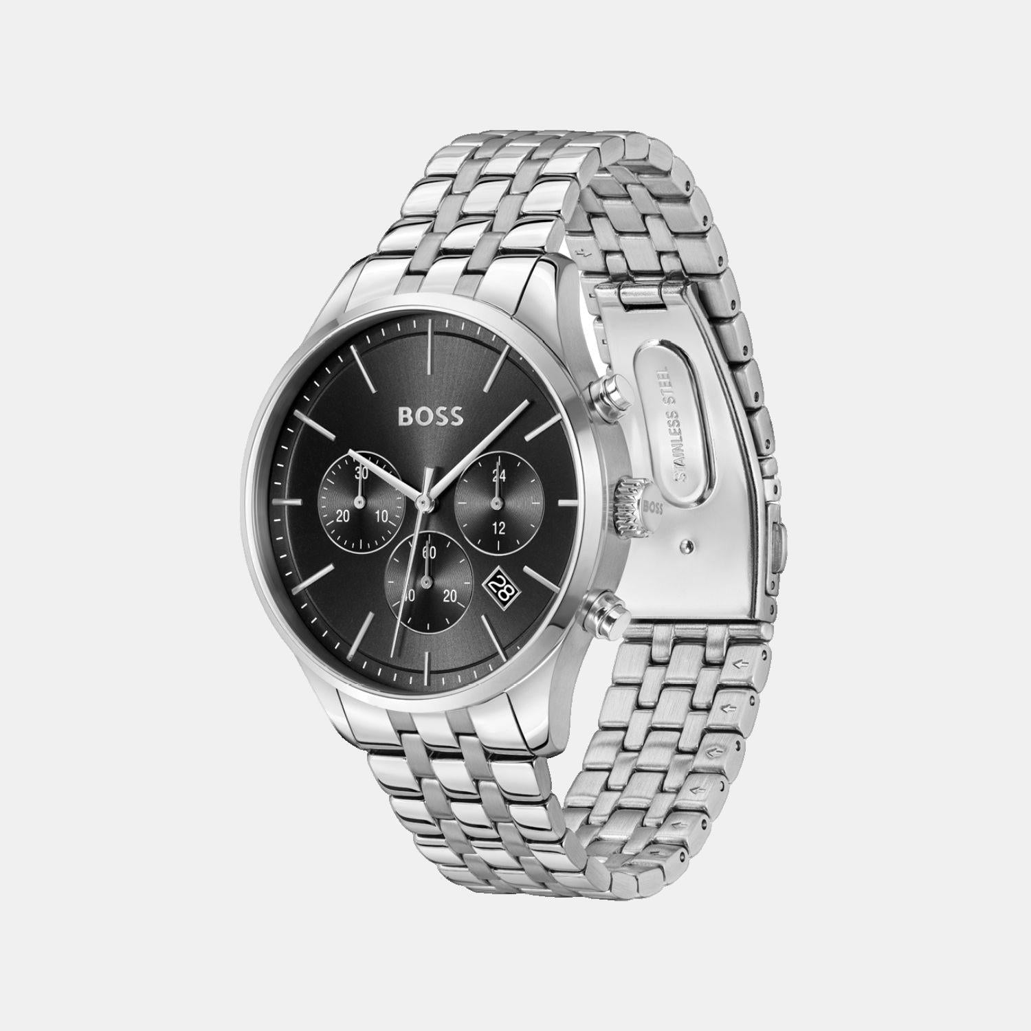 Avery Men Quartz Black Dial Chronograph Stainless Steel Watch 1514157