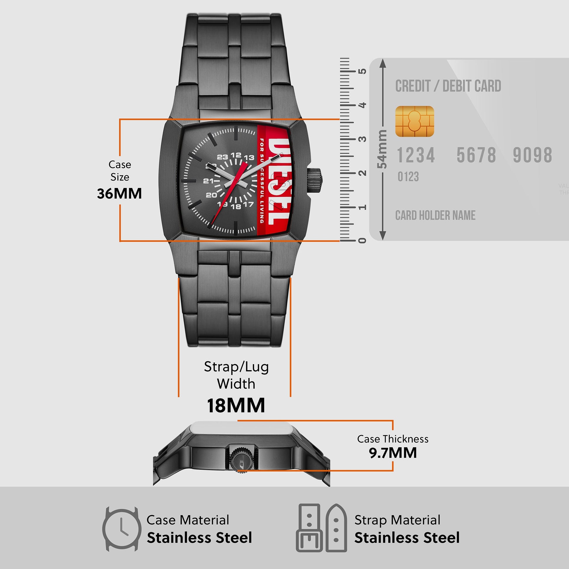 Cliffhanger Men Quartz Grey Dial Analog Stainless Steel Watch DZ2188