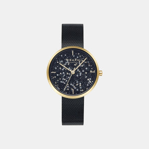 Glimmer Medallion Women Quartz Black Dial Analog Stainless Steel Watch V289LHGBMB