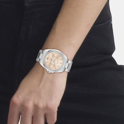 Atea Women Quartz Carnation Gold Dial Multi-Function Stainless Steel Watch 1502732