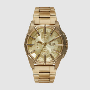 Framed Men Quartz Gold Dial Chronograph Stainless Steel Watch DZ4659