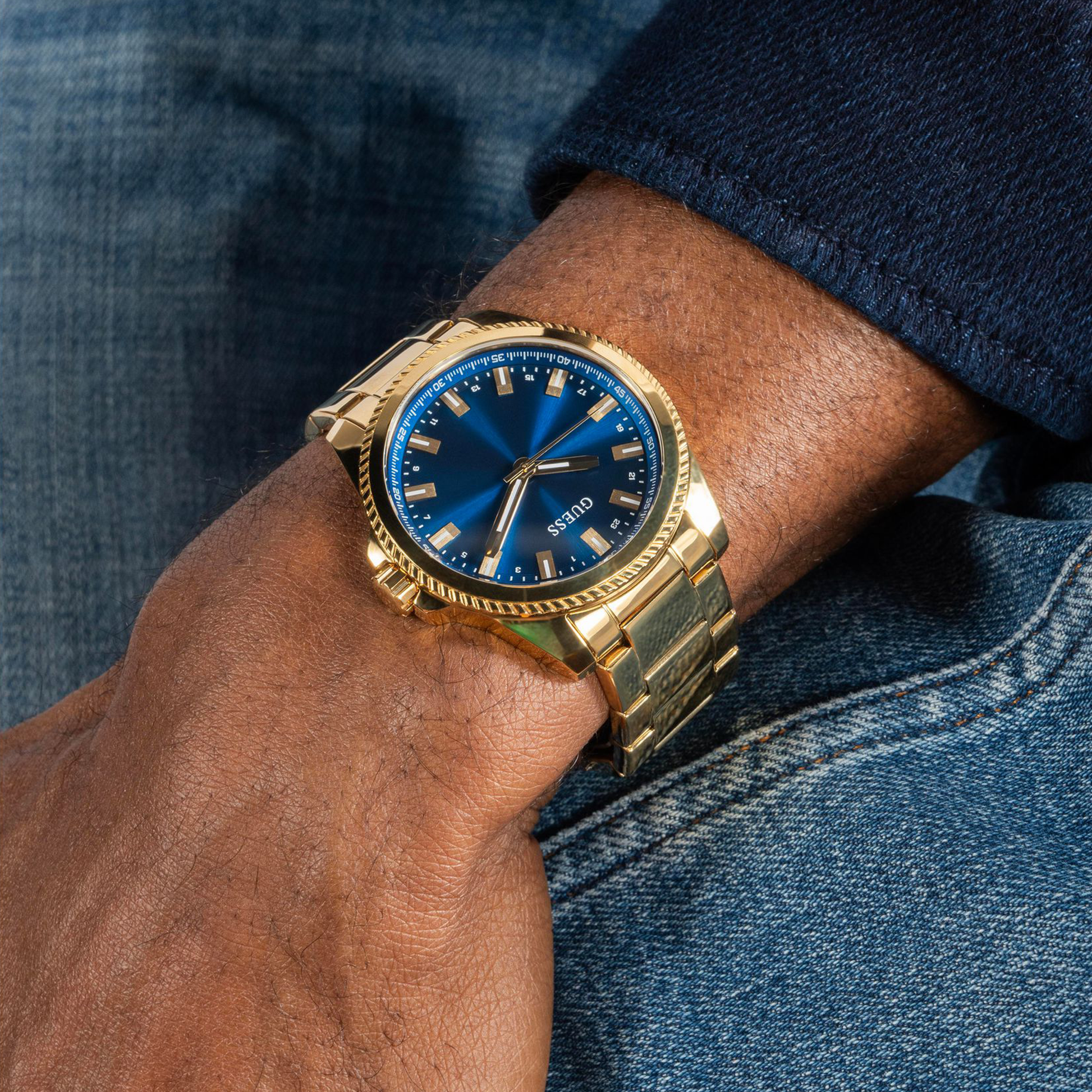 Champ Men Quartz Blue Dial Analog Stainless Steel Watch GW0718G2