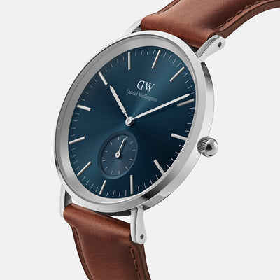 Classic Men Quartz Blue Dial Analog Leather Watch DW00100709K