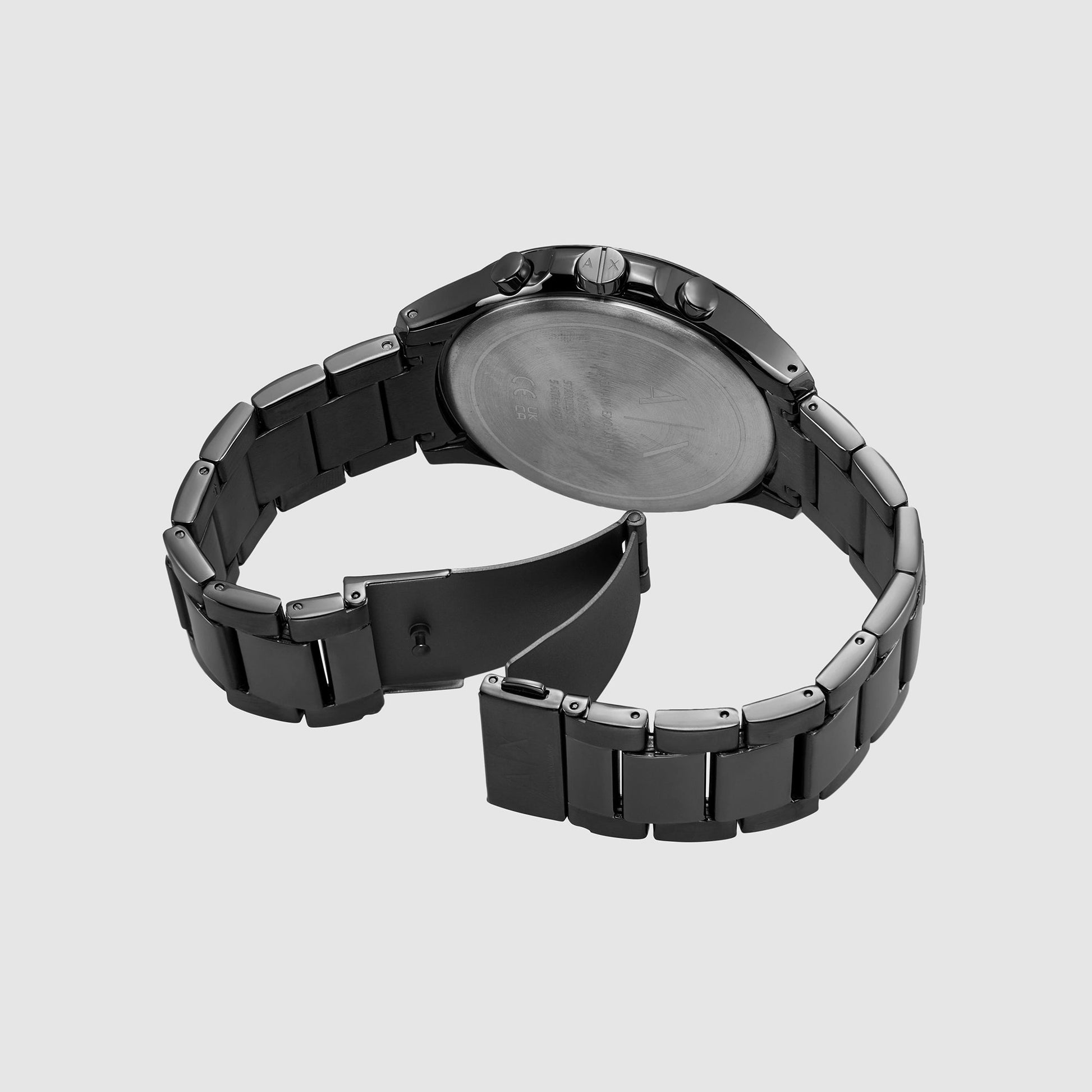 Hampton Men Quartz Black Dial Chronograph Stainless Steel Watch AX2454