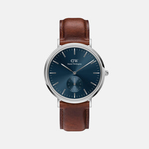 Classic Men Quartz Blue Dial Analog Leather Watch DW00100709K