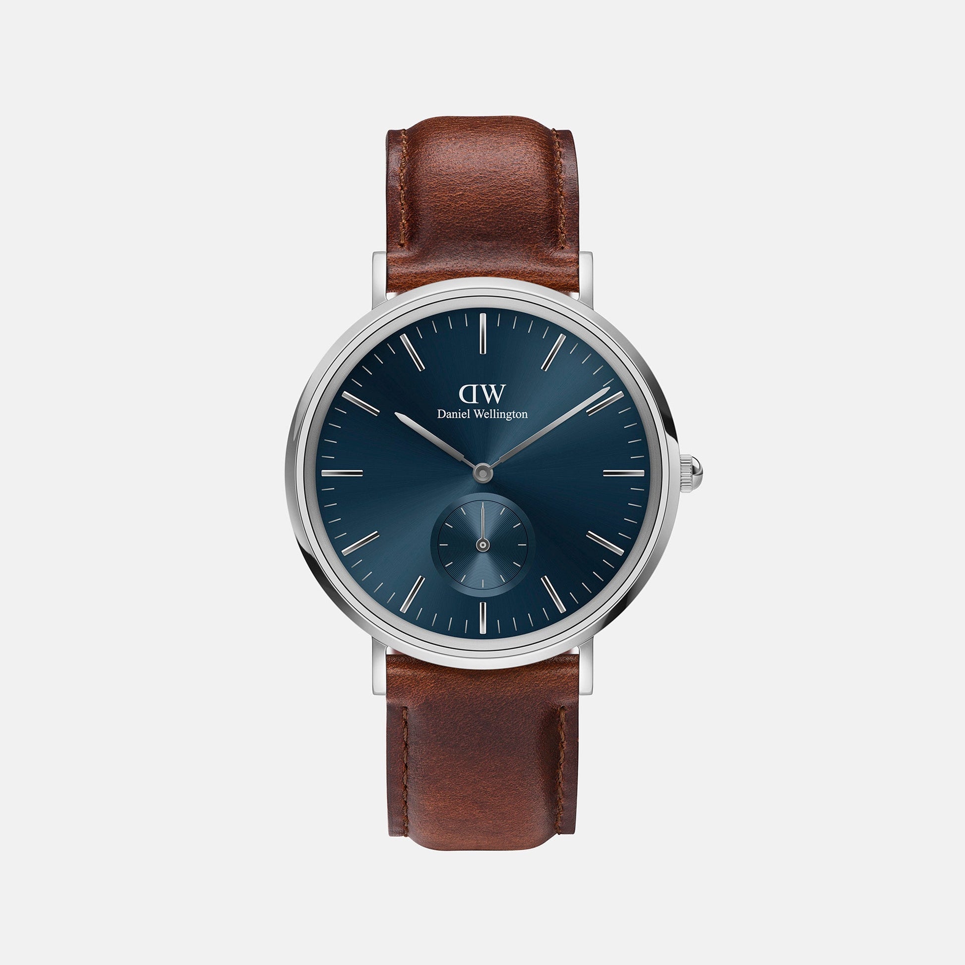 Classic Men Quartz Blue Dial Analog Leather Watch DW00100709K