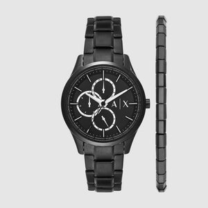 Dante Men Quartz Black Dial Chronograph Stainless Steel Watch AX7154SET