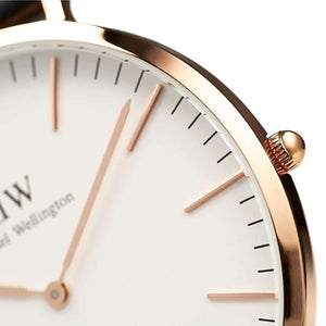 Classic Men Quartz White Dial Analog Leather Watch DW00100006K