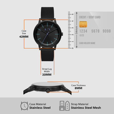 Cayde Men Quartz Black Dial Analog Stainless Steel Watch AX2760