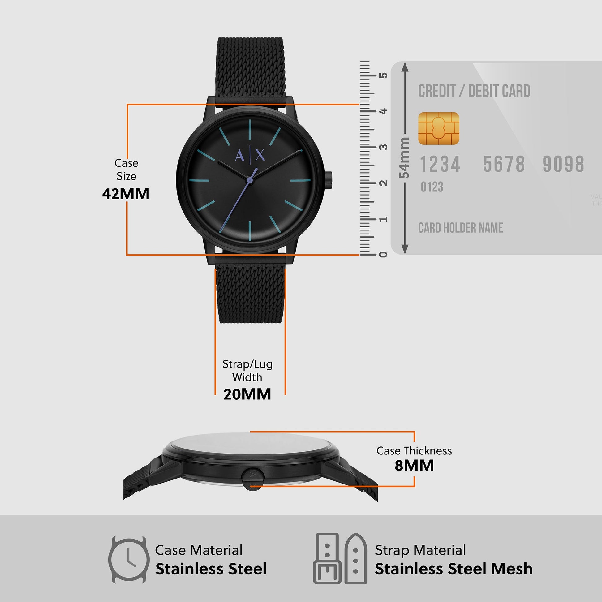 Cayde Men Quartz Black Dial Analog Stainless Steel Watch AX2760