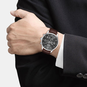 Avery Men Quartz Grey Dial Chronograph Leather Watch 1514155