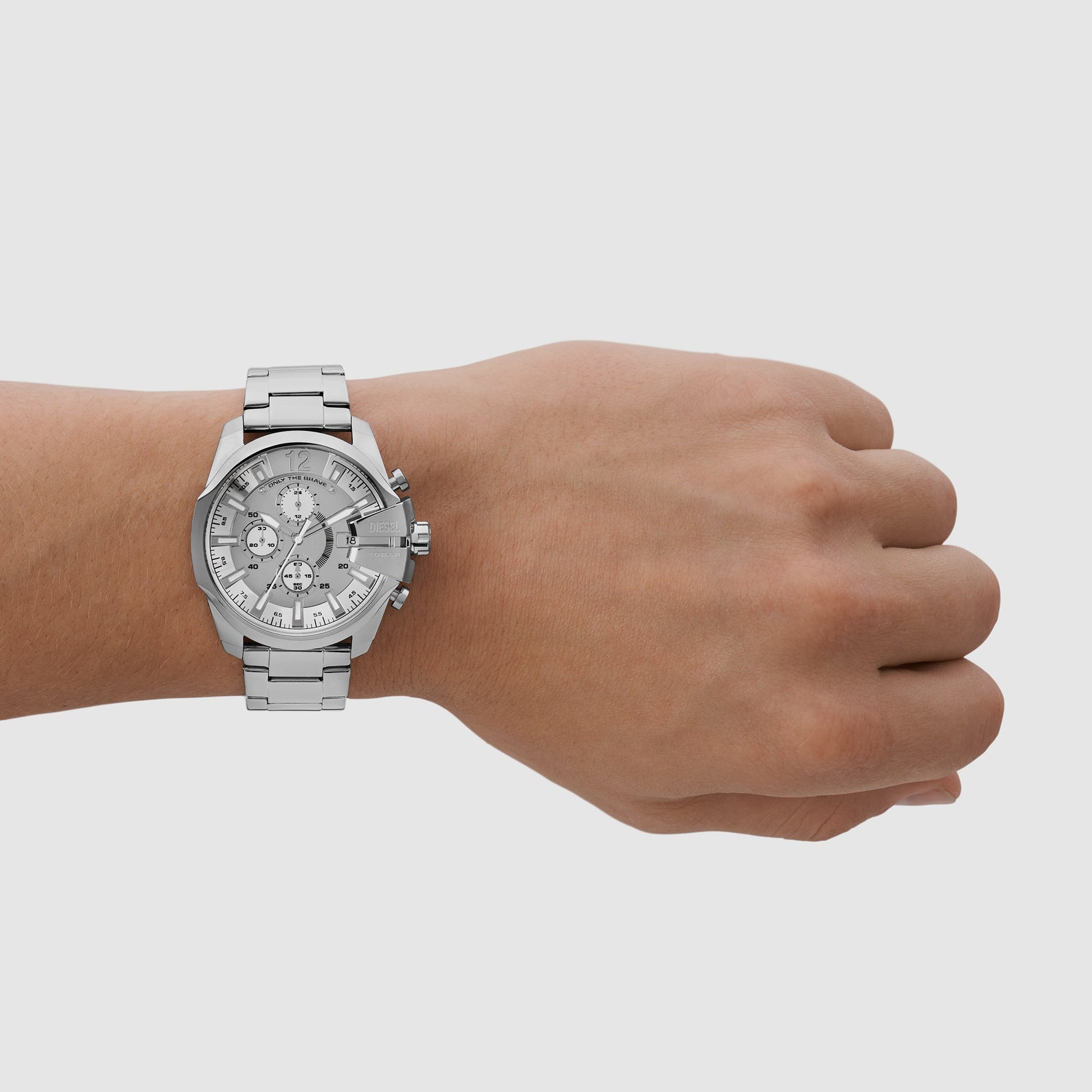 Baby Chief Men Quartz Silver Dial Chronograph Stainless Steel Watch DZ4652