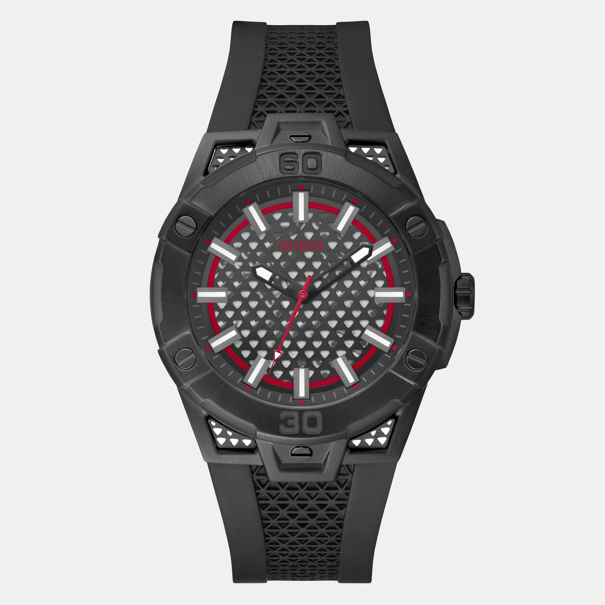 Guess Sport Men Quartz Black Dial Analog Silicone Watch GW0712G1