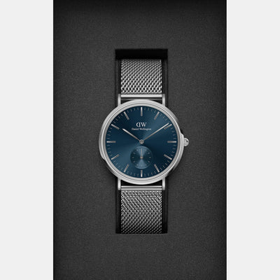 Classic Men Quartz Blue Dial Analog Stainless Steel Watch DW00100710K