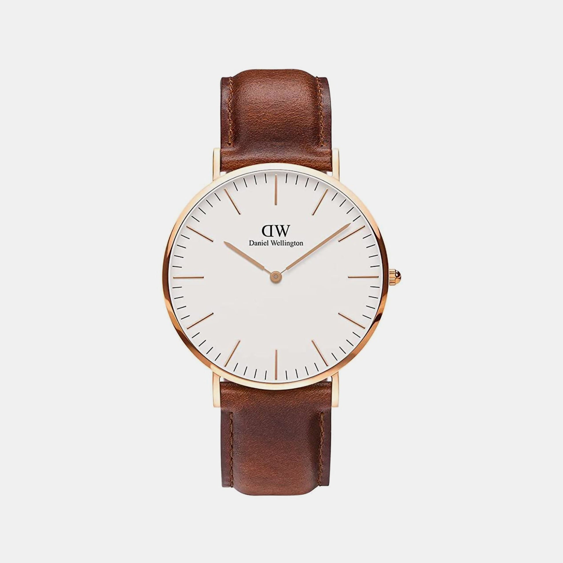 Classic Men Quartz White Dial Analog Leather Watch DW00100006K