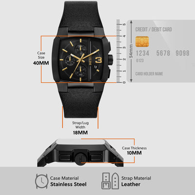 Cliffhanger Men Quartz Black Dial Chronograph Leather Watch DZ4645