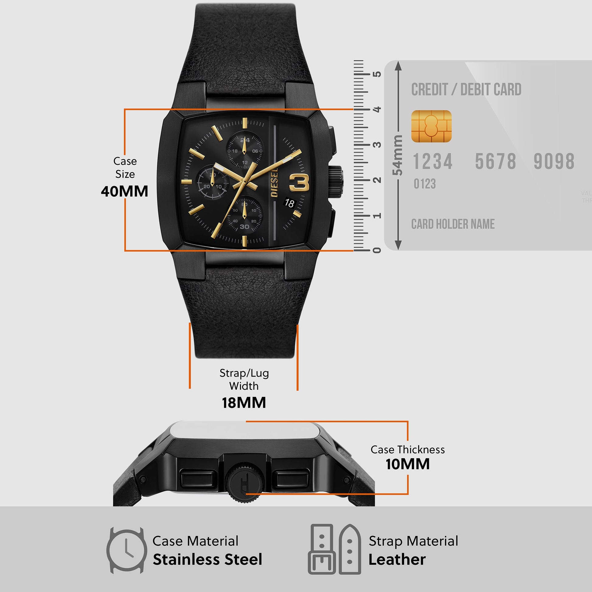 Cliffhanger Men Quartz Black Dial Chronograph Leather Watch DZ4645