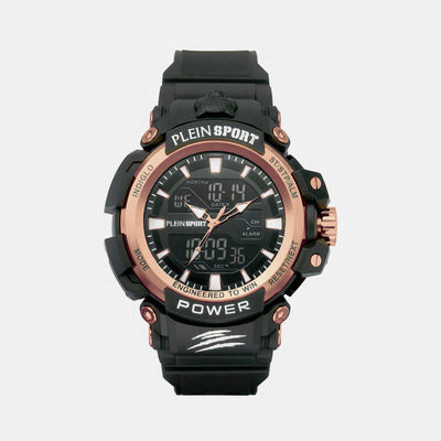 Combat Men Quartz Black Dial Analog-Digital Silicone Watch PSNBA0323