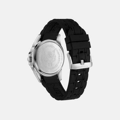 Glam Women Quartz Black Dial Analog Silicone Watch PSKBA0123