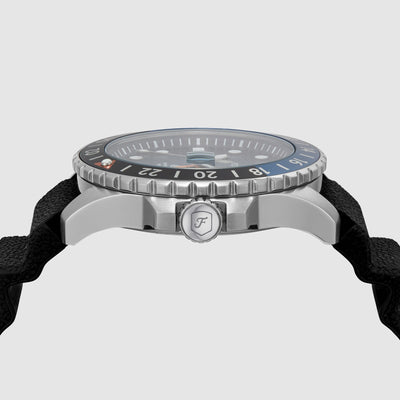 Fossil Blue Gmt Men GMT Black & Blue Dial Analog Silicone Watch FS6049