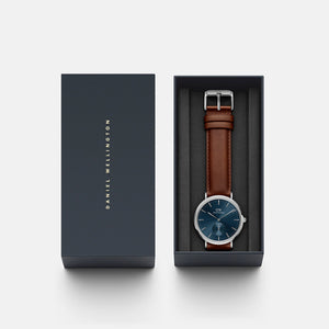 Classic Men Quartz Blue Dial Analog Leather Watch DW00100709K